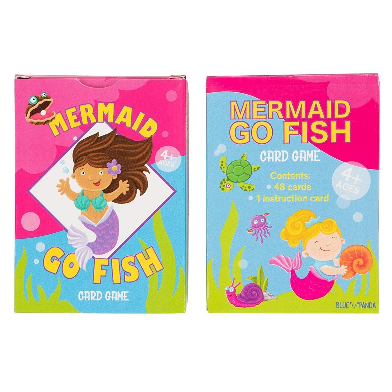 Go Fish Card Game - 4 Decks of 48 Cards Each, Classic Card Games for Kids, Mermaid Design